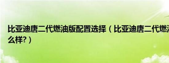 比亚迪唐二代燃油版配置选择（比亚迪唐二代燃油版配置怎么样?）