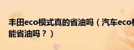 丰田eco模式真的省油吗（汽车eco模式真的能省油吗？）
