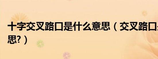 十字交叉路口是什么意思（交叉路口是什么意思?）