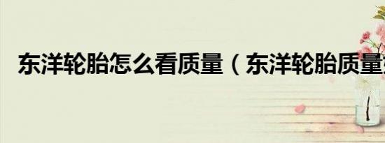 东洋轮胎怎么看质量（东洋轮胎质量如何）