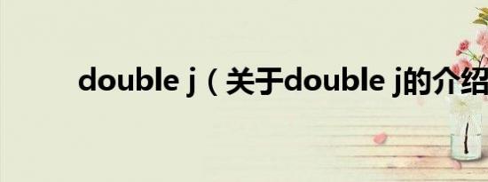 double j（关于double j的介绍）