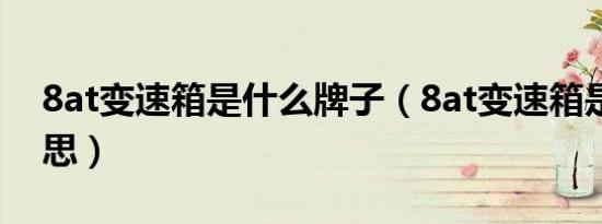 8at变速箱是什么牌子（8at变速箱是什么意思）