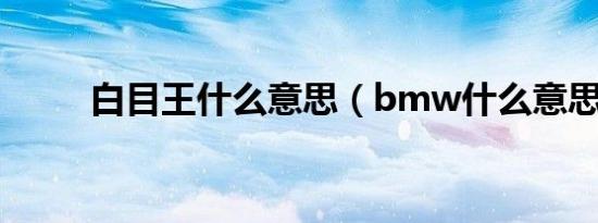 白目王什么意思（bmw什么意思）