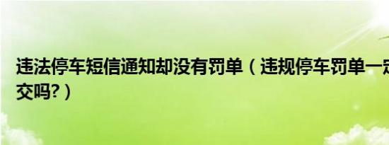 违法停车短信通知却没有罚单（违规停车罚单一定要15天内交吗?）