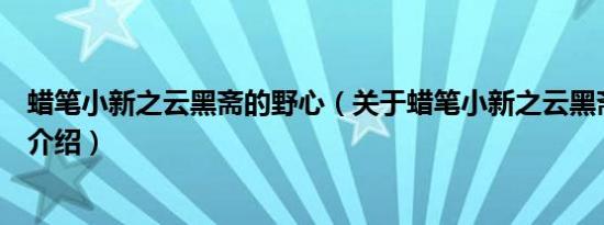 蜡笔小新之云黑斋的野心（关于蜡笔小新之云黑斋的野心的介绍）
