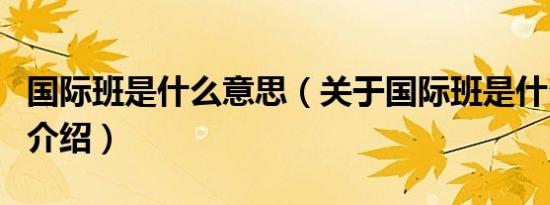 国际班是什么意思（关于国际班是什么意思的介绍）