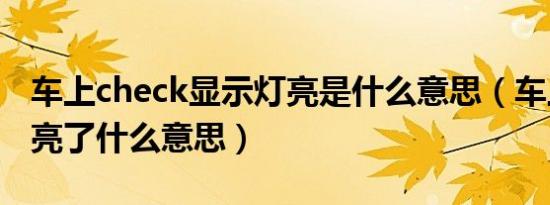 车上check显示灯亮是什么意思（车上check亮了什么意思）