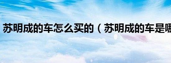 苏明成的车怎么买的（苏明成的车是哪一款）