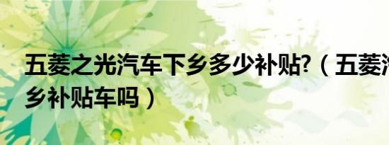 五菱之光汽车下乡多少补贴?（五菱汽车是下乡补贴车吗）