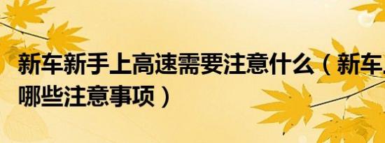 新车新手上高速需要注意什么（新车上高速有哪些注意事项）