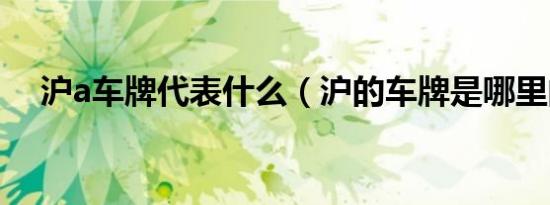 沪a车牌代表什么（沪的车牌是哪里的?）
