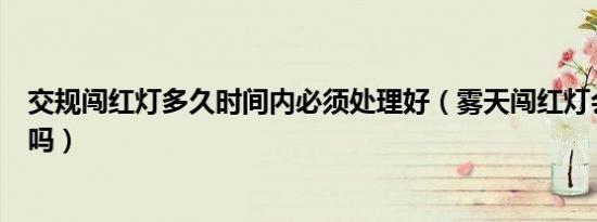 交规闯红灯多久时间内必须处理好（雾天闯红灯会受到处罚吗）
