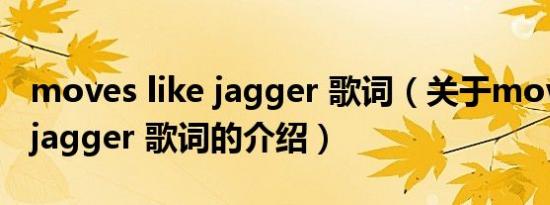 moves like jagger 歌词（关于moves like jagger 歌词的介绍）