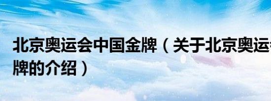 北京奥运会中国金牌（关于北京奥运会中国金牌的介绍）