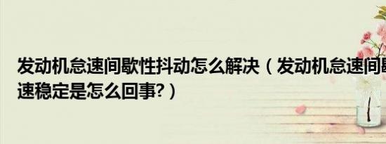 发动机怠速间歇性抖动怎么解决（发动机怠速间歇性抖动转速稳定是怎么回事?）