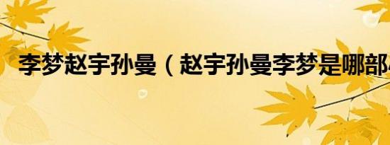 李梦赵宇孙曼（赵宇孙曼李梦是哪部小说）