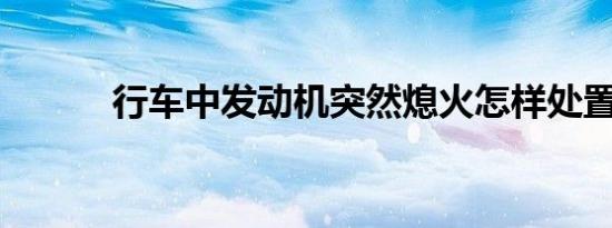 行车中发动机突然熄火怎样处置