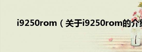 i9250rom（关于i9250rom的介绍）