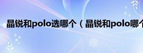 晶锐和polo选哪个（晶锐和polo哪个好?）