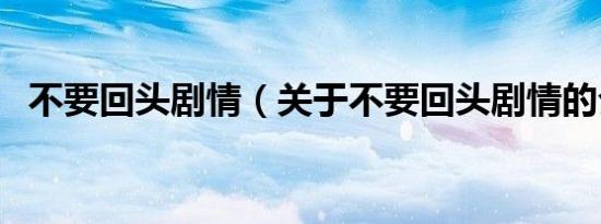 不要回头剧情（关于不要回头剧情的介绍）