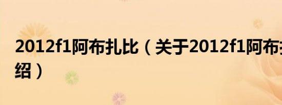 2012f1阿布扎比（关于2012f1阿布扎比的介绍）