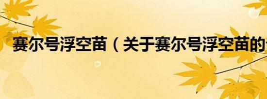 赛尔号浮空苗（关于赛尔号浮空苗的介绍）