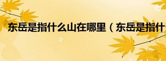 东岳是指什么山在哪里（东岳是指什么山）