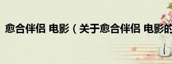 愈合伴侣 电影（关于愈合伴侣 电影的介绍）