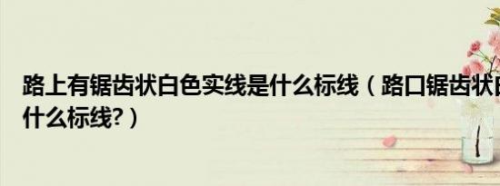 路上有锯齿状白色实线是什么标线（路口锯齿状白色实线是什么标线?）