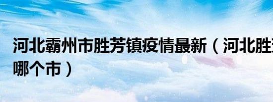 河北霸州市胜芳镇疫情最新（河北胜芳镇属于哪个市）