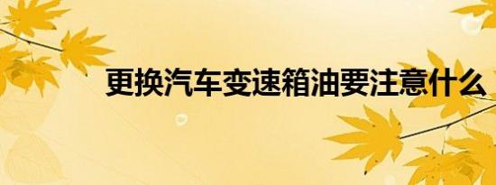 更换汽车变速箱油要注意什么