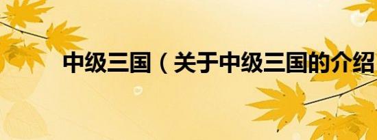 中级三国（关于中级三国的介绍）