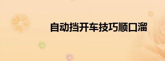 自动挡开车技巧顺口溜