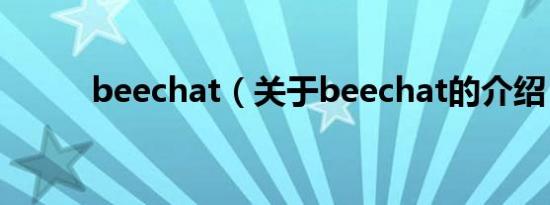 beechat（关于beechat的介绍）