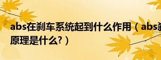 abs在刹车系统起到什么作用（abs刹车工作原理是什么?）