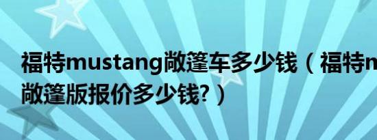 福特mustang敞篷车多少钱（福特mustang敞篷版报价多少钱?）