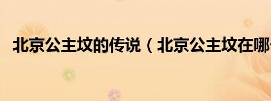 北京公主坟的传说（北京公主坟在哪个区）
