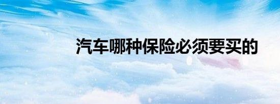 汽车哪种保险必须要买的