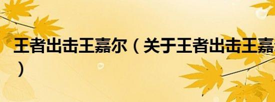 王者出击王嘉尔（关于王者出击王嘉尔的介绍）