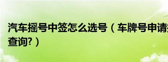 汽车摇号中签怎么选号（车牌号申请摇号怎么查询?）