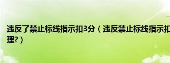 违反了禁止标线指示扣3分（违反禁止标线指示扣3分怎么处理?）