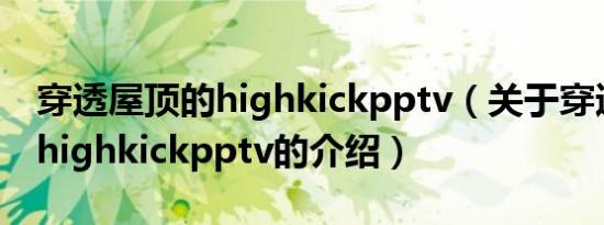 穿透屋顶的highkickpptv（关于穿透屋顶的highkickpptv的介绍）