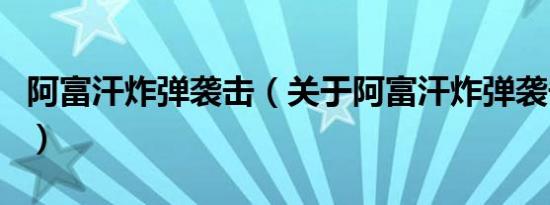 阿富汗炸弹袭击（关于阿富汗炸弹袭击的介绍）