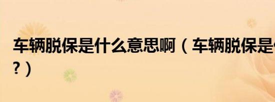 车辆脱保是什么意思啊（车辆脱保是什么意思?）