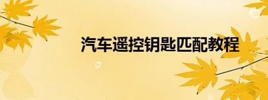 汽车遥控钥匙匹配教程