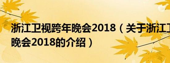 浙江卫视跨年晚会2018（关于浙江卫视跨年晚会2018的介绍）