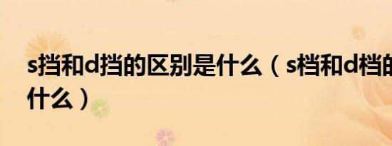 s挡和d挡的区别是什么（s档和d档的区别是什么）