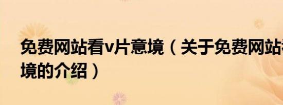 免费网站看v片意境（关于免费网站看v片意境的介绍）