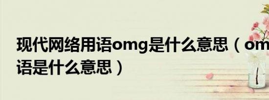 现代网络用语omg是什么意思（omg网络用语是什么意思）