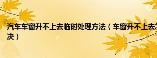 汽车车窗升不上去临时处理方法（车窗升不上去怎么临时解决）